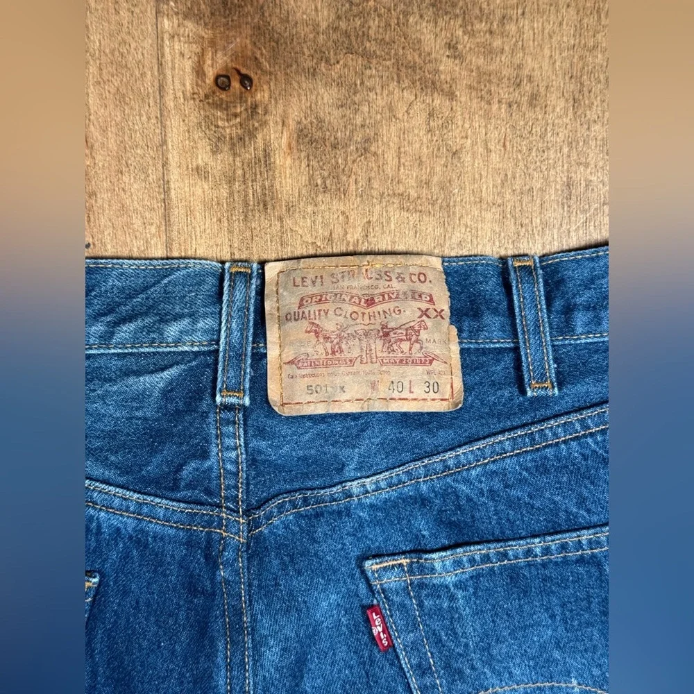 Levis 501-0000 XX Blue Denim Jeans Made USA‎ Mens 40x30 Button Fly 01’ Dark Y2K